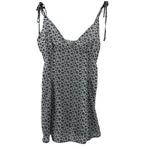 Her Empire Y2K Blue White Floral Mini Dress Size Large Boho Babydoll Cottagecore